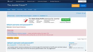 default username and password??? - Joomla! Forum - community, help ...