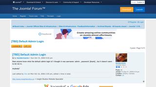 [TBD] Default Admin Login - Joomla! Forum - community, help and ...