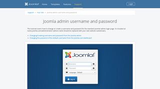 Joomla.com Tutorials - Joomla admin username and password