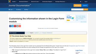 Customising the information shown in the Login Form module ...