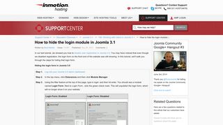 How to hide the login module in Joomla 3.1 | InMotion Hosting