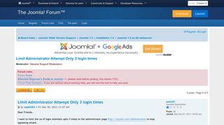 Limit Administrator Attempt Only 3 login times - Joomla! Forum ...