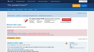 Redirect after Login - Joomla! Forum - community, help and support