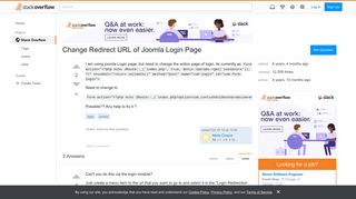Change Redirect URL of Joomla Login Page - Stack Overflow