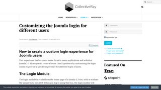 Customizing the Joomla login for different users - CollectiveRay
