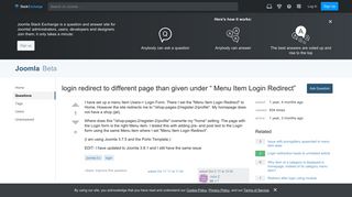 joomla 3.x - login redirect to different page than given under ...
