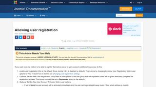 Allowing user registration - Joomla! Documentation