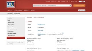 ECU | Contact : Library Services : Centres
