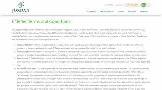 E*Teller Terms and Conditions | Jordan Credit Union