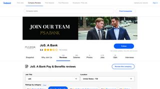 Working at JoS. A Bank: 181 Reviews about Pay & Benefits | Indeed.com