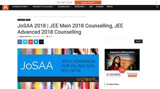JoSAA 2018 | JEE Main 2018 Counselling, JEE Advanced 2018 ...