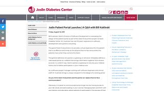 Joslin Patient Portal Launches | Joslin Diabetes Center
