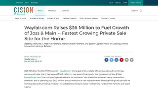 Wayfair.com Raises $36 Million to Fuel Growth of Joss & Main ...