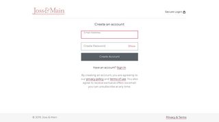 Create an account - Joss & Main