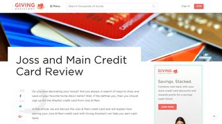 Joss and Main Credit Card Review – Giving Assistant