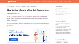 How to Share Forms with a Sub-Account User | JotForm