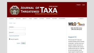 Login | Journal of Threatened Taxa