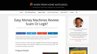 Easy Money Machines Review: Scam Or Legit? | Work From Home ...