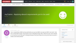 JoyCasino - Applying absurd requirements just to be paid! - Complaint ...