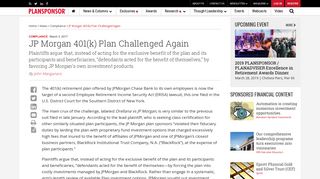 JP Morgan 401(k) Plan Challenged Again | PLANSPONSOR