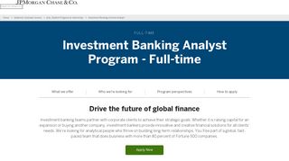 Investment Banking Full-time Analyst | JPMorgan Chase & Co.