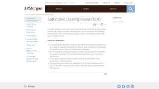 Automated Clearing House (ACH) | J.P. Morgan