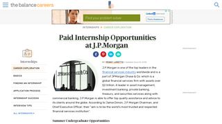 Paid Internship Opportunities at J.P.Morgan - The Balance Careers