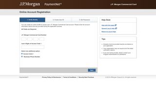 Online Account Registration - PaymentNet - JP Morgan