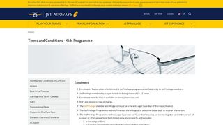 Jet Airways - Terms and Conditions - Kids Programme
