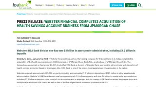 Webster Financial Completes Acquisition of Health Savings Account ...