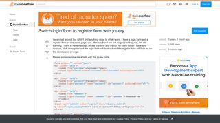 Switch login form to register form with jquery - Stack Overflow