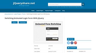 Switching Animated Login Form With jQuery | jQuery Plugins