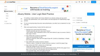 JQuery Mobile - User Login Best Practice - Stack Overflow