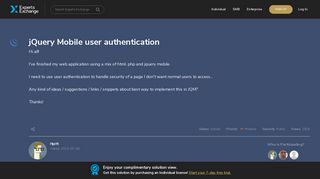 jQuery Mobile user authentication - Experts Exchange