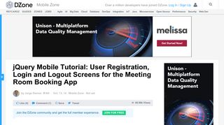 jQuery Mobile Tutorial: User Registration, Login and Logout Screens ...