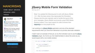 jQuery Mobile Form Validation · Manorisms - Elijah Manor