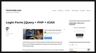 Login Form: jQuery + PHP + AJAX - Technotip.com