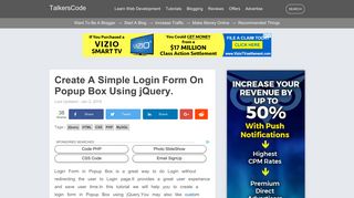 Create A Simple Login Form On Popup Box Using jQuery