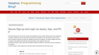 Secure Sign-up and Login via Jquery, Ajax, and PHP