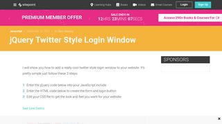 jQuery Twitter Style Login Window — SitePoint