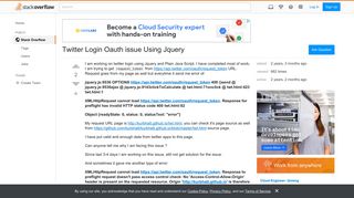 Twitter Login Oauth issue Using Jquery - Stack Overflow