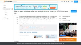 How to open a jQuery dialog box as login form on clicking a URL ...