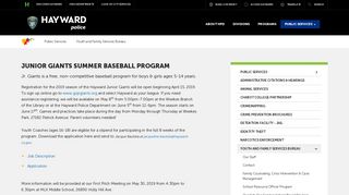 Junior Giants Summer Baseball Program | City of Hayward - Official ...