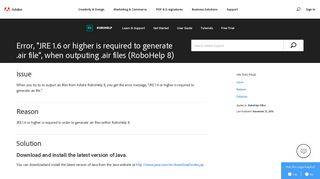 JRE 1.6 or higher required to generate .air file error in RoboHelp 8