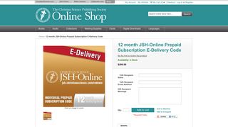 12 month JSH-Online Prepaid Subscription E-Delivery Code $288.00