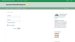Login | Journal of Scientific Research - Bangladesh Journals Online