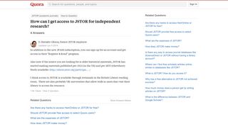 How to get access to JSTOR for independent research - Quora