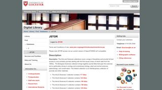 JSTOR — University of Leicester