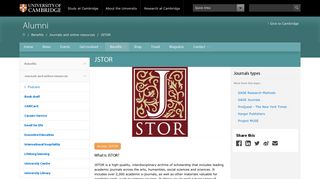 JSTOR - Cambridge alumni - University of Cambridge