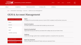 JSU | Information Technology | GEM & Account Management
